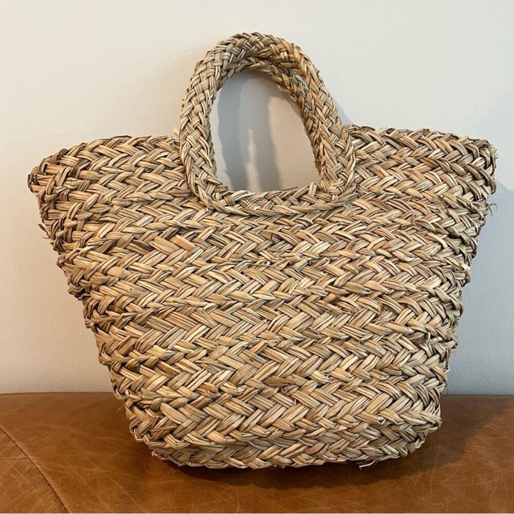 Straw Woven Tan Tote Bag - Picture 2 of 3